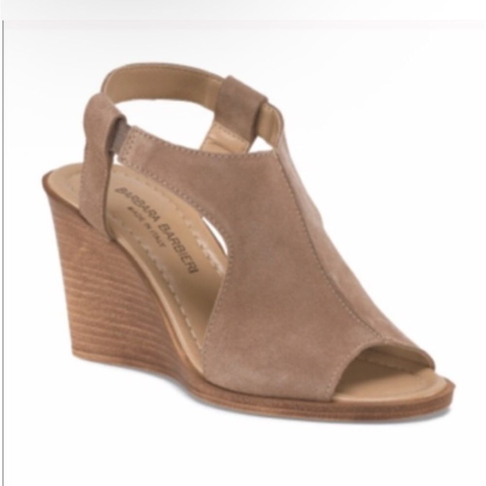 Barbara Barbieri Suede Sling-back Wedge Sandals